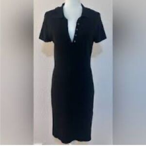 BCBGMaxAzria Bodycon Polo Dress Stretch Knit Buttons Chocolate Brown Medium M
